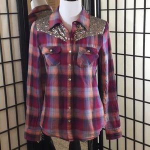 BKE Plaid Pearl Snap- S